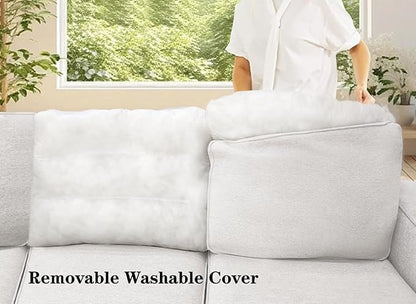 Legend Vansen Modular Sectional Sofa U Shaped Couch with Ottoman Modern Reversible Corner Sectional Couch for Living Room (Cream, U Shaped Sofa-3)