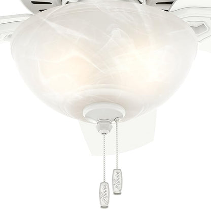 Hunter Fan 42 inch Small Room Ceiling Fan in Snow White with Bowl Light Kit (Renewed) (Snow White)