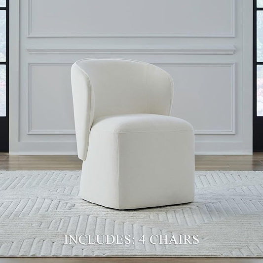 Liberty Furniture Accent Dining Chairs with Castors - Rounded Arm - Ivory Upholstry - Set of Four
