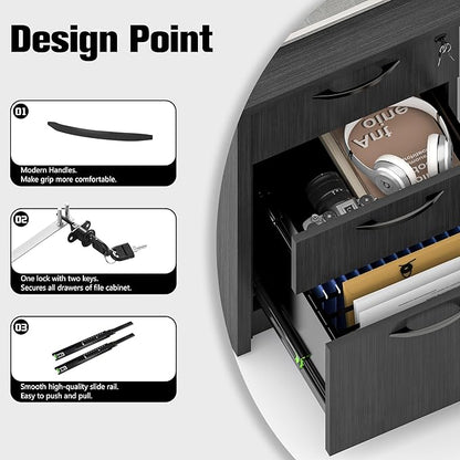 100.4" U-Shaped Executive Computer Desk with Lockable File Cabinets, Large Home Office or Business Workstation with Drawers, Cable Management (Gray)