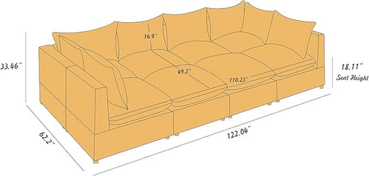 VANOMi Modular Sectional Sofa, 8 Seater Sleeper Sectional Sofa Modular Sectional Couch for Living Room, Sofa Bed-L