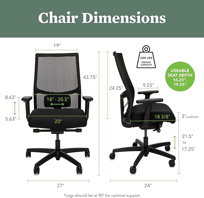 HON Ignition 2.0 Mid Back Task Chair, Spectrum Mesh, Advanced Synchro-Tilt Control, Office Chair with Lumbar Support, Height and Width Adjustable Arms, Titanium Frame, Cobalt