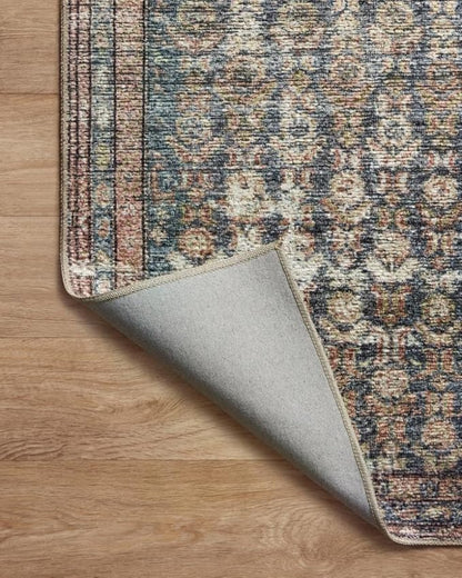 Loloi Amber Lewis Billie Collection, Ocean & Brick 2'-6" x 9'-6" Area Rug – Antique & Distressed Accent Rugs for Living Room, Bedroom, Entryway & Hallway, No Shed High Traffic Area Home Decor Rug