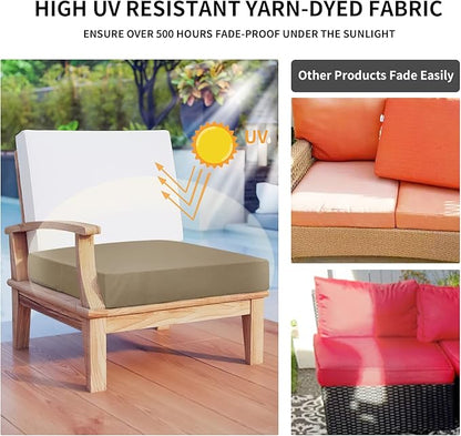 Easy-Going Waterproof Patio Cushion Covers 22x20x4 inch 4 Pack Replacement Non-Slip Outdoor Seat Cushion Slipcover with Zipper. Camel