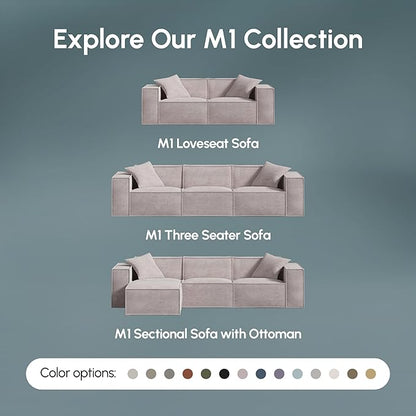 ROVE LAB M1 Sectional Sofa with Ottoman- Sectional Couches for Living Room, Sustainable 3 Seat Couch, One Person Assembly, High Density Foam (Copper Tan)