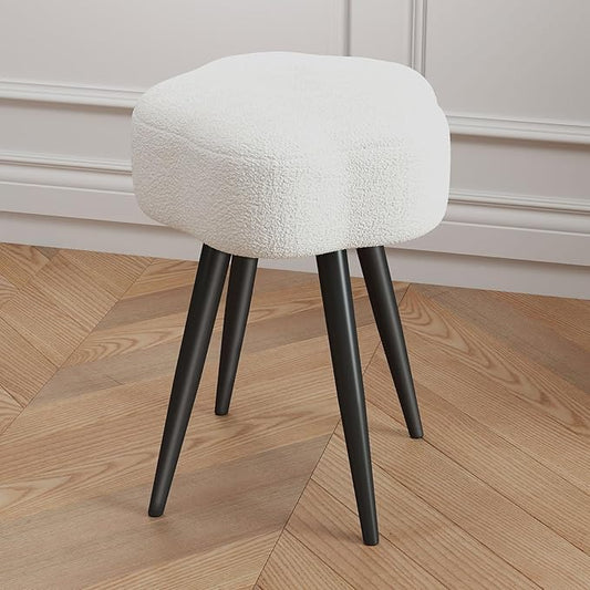 Vanity Stool with Solid Metal Legs, Soft Makeup Stool for Vanity Corner, Morden Footrest Ottoman