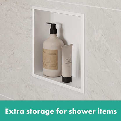 hansgrohe XtraStoris Original Recessed Wall Niche with Integrated Frame 12"x 12"x 4" in Matte Black, 56061670