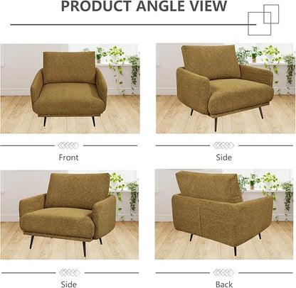 Oversized Accent Chair for Living Room Chairs Reading Arm Chair Comfy Modern Single Sofa Side Chairs with Metal Legs & Soft Cushion for Bedroom, Waiting Room (Chenille Pumpin, Set of 2)