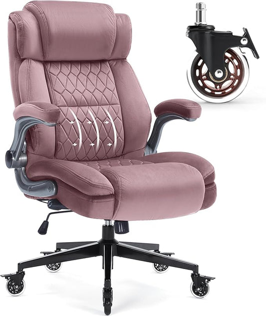 Large High Back Office Chair with Flip Arms- Executive Desk Chair with Locking Wheels, Adjustable Lumbar Support, Ergonomic Breathable Fabric Computer Chair Prevents Cats Scratching