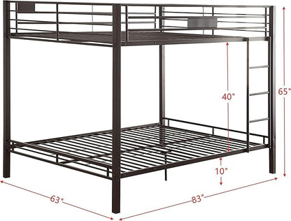 DOONREXS Upgraded Thicken Metal Queen Over Queen Bunk Bed, Heavy Duty Stronger Steel With Ladders and Safety Guard Rail, Easy Assembly