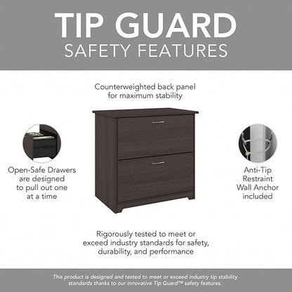 Bush Furniture Cabot 2 Drawer Lateral File Cabinet in Heather Gray, Home Office Chest for Letter, Legal, and A4-size Document Storage