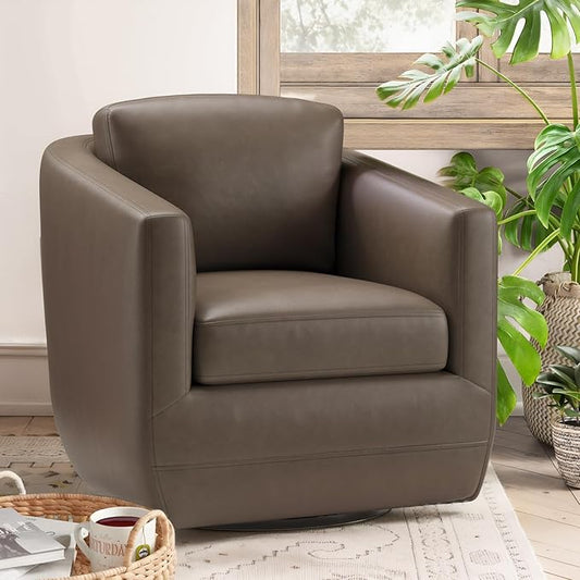 360° Comfy Swivel Accent Armchair with Pillow - Fully Assembled Living Room Single Sofa No-Sag Foam & Sturdy Metal Base, Swivel Accent Chair for Bedroom Living Room, Office, Grey