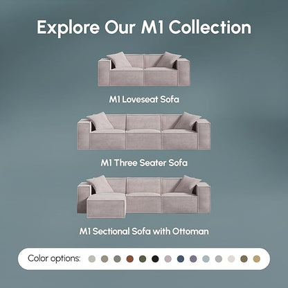 ROVE LAB M1 Modular Sectional Sofa with Ottoman, Sofa in a Box, PetFriendly Modular Couch, Spill-Resistant,Sustainable, Stylish, Modern Sectional Couch for Living Room with SmartFoam Comfort