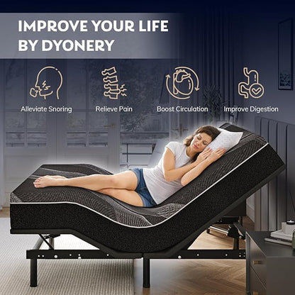 Split King Adjustable Bed Frame with 10 inch Gel Memory Foam Mattress, CertiPUR-US Certified Fiberglass Free, Zero Gravity & Wireless Remote, Head & Foot Incline, 80"×76"
