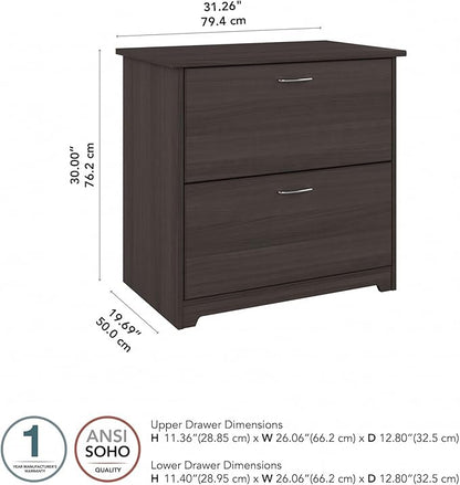 Bush Furniture Cabot 2 Drawer Lateral File Cabinet in Heather Gray, Home Office Chest for Letter, Legal, and A4-size Document Storage