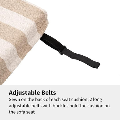 Outdoor Cushion Set for Patio Furniture Deep Seat Chair Cushions Sofa Chair Pad, 24.4x23.6 Inch, Khaki Stripe