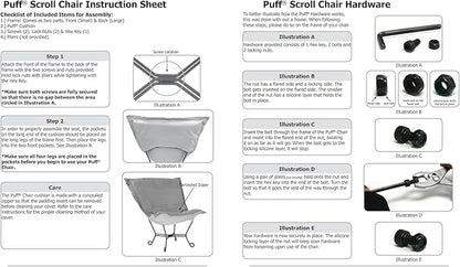 Howard Elliott Scroll Puff Rocker Seating Chair With Cover, Multipurpose Alternate Seating Butterfly Chair with Titanium Frame, Patio Furniture for Camping, Home, Indoor & Outdoor, Bella Eggplant