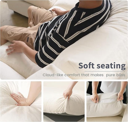 WJShome Cloud Couch Modular Sectional Sofa,67" L Shaped Couch, Convertible Wide Seater, 2 Seater+Ottoman for Living Room Set,Covers Washable&Replaceable,Beige