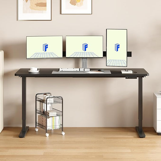 FLEXISPOT E3 Dual Motor 60 x 24 Electric Standing Desk Sit Stand Up Desk, Holds 220 lbs, Adjustable Height w/ Memory Presets, One-Piece Mahogany Desktop & Black Frame, Ships in 2 Boxes