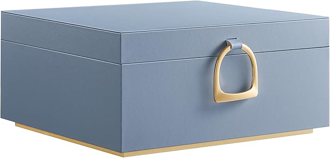 SONGMICS 2-Layer Jewelry Box, Jewelry Organizer with Handle, Removable Jewelry Tray, Jewelry Storage, Floating Effect, 8.1 x 9.4 x 4.3 Inches, Christmas Gift, Misty Blue UJBC165Q01