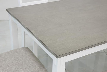 Signature Design by Ashley Stonehollow Casual Rectangular Dining Room Table Set with 4 Chairs and Bench, Set of 6, Foam Cushions, Wood, White and Gray