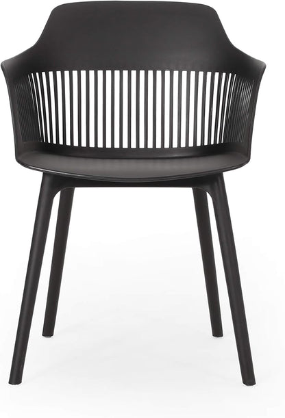 Christopher Knight Home Requeta Outdoor Dining Sets, Black + Teak