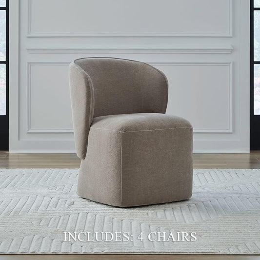 Liberty Furniture Accent Dining Chairs with Castors - Rounded Arm - Truffle Upholstry - Set of Four