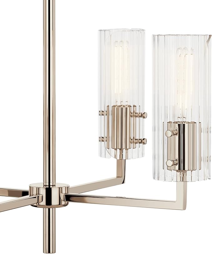 KICHLER Velestino 20.5" 4 Light Chandelier in Polished Nickel, for Small Foyer, Dining Room, Living Room, Bedroom, (19.25" x 20.5") 52678PN