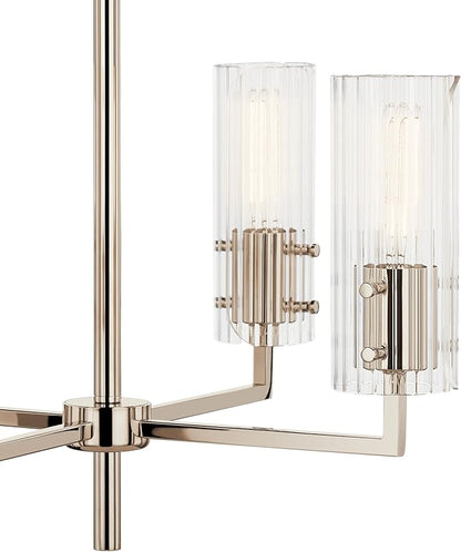 KICHLER Velestino 20.5" 4 Light Chandelier in Polished Nickel, for Small Foyer, Dining Room, Living Room, Bedroom, (19.25" x 20.5") 52678PN