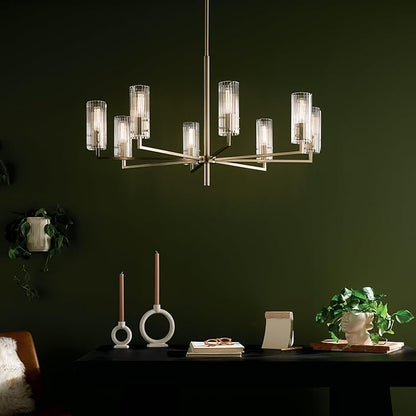 KICHLER Velestino 40.25" 8 Light Chandelier in Champagne Bronze, for Foyer, Dining Room, Living Room, Bedroom, (23.25" x 40.25") 52680CPZ