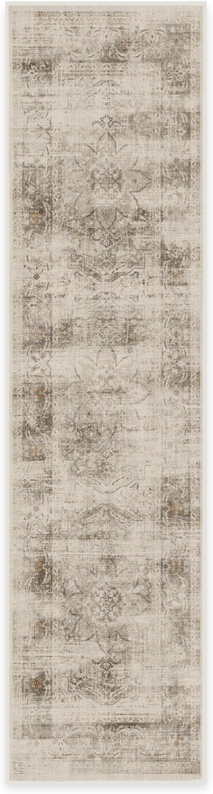 RUGGABLE Washable Vintage Runner Rug – Sarrah Hazel 2.5x12, Stain-Resistant, Non-Slip Hallway Runner – Machine Washable Rug for Hallway, Entryway, Living Room & Kitchen – with Standard Pad