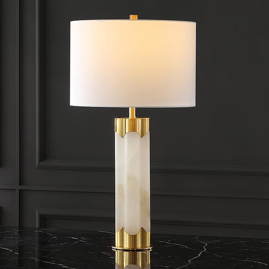 SAFAVIEH Couture Lighting Collection Chavez Alabaster/Gold 28-inch Bedroom Living Room Home Office Desk Nightstand Table Lamp (LED Bulb Included)