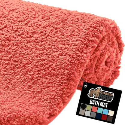 GORILLA GRIP Bathroom Rugs, 30x20, Ultra Soft Absorbent Mat, Thick Plush Bath Rug, Machine Washable, Microfiber Quick Dry, Mats for Shower, Bathtub and Floor, Home Decor Accessories, Coral