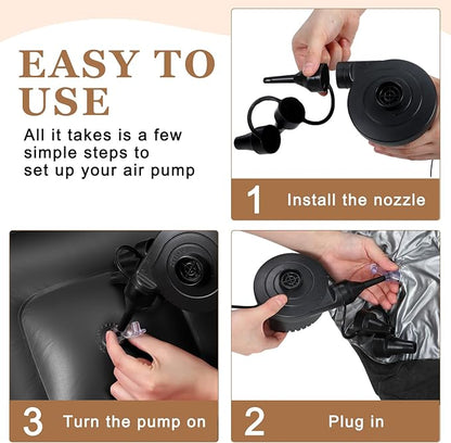 Realspring 6 Pcs Bean Bag Chairs for Adults Inflatable Chairs with Electric Air Pump,Blow up Couch Folding Portable Inflatable Couch Lazy Sofa for Reading Living Room Camping (Black)
