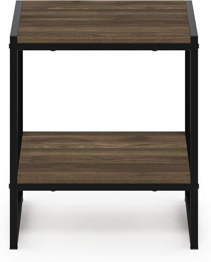 FURINNO Camnus Modern Living 2-Tier End Table, Columbia Walnut, 15.9 in x 15.75 in x 18 in