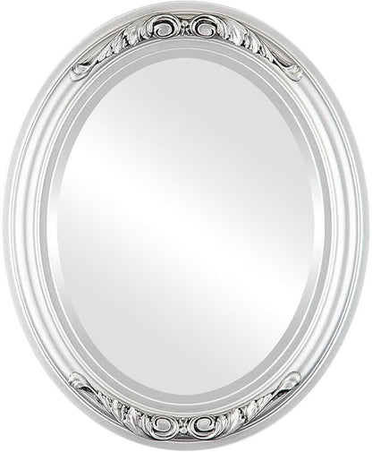 OVALCREST Oval Beveled Wall Mirror for Home Decor - Florence Style - Silver Spray - 34" x 28"