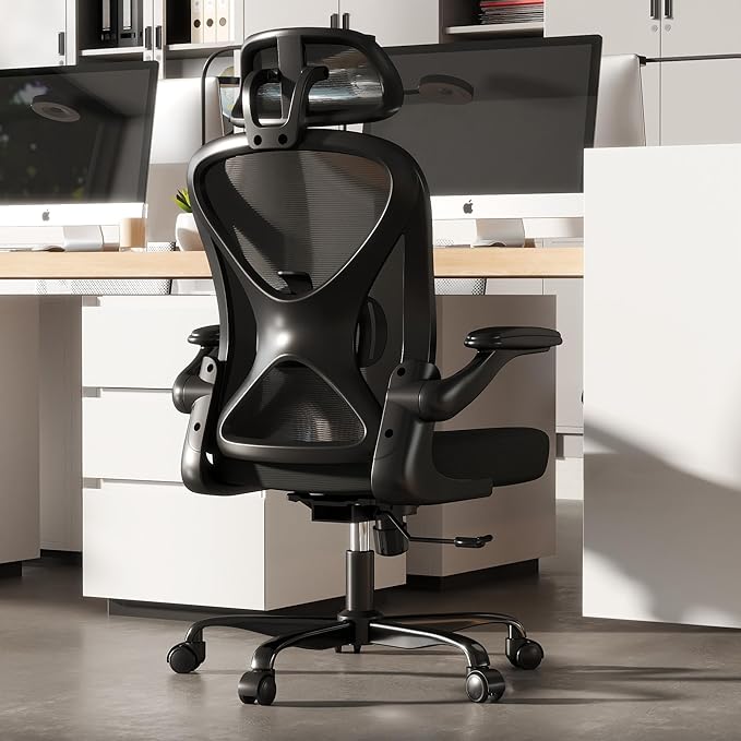 ZZH Ergonomic Office Chair Set of 8 with Adjustable Lumbar Support and Headrest, Mesh Home Office Desk Chair with Wheels and Flip-up Arms, Black