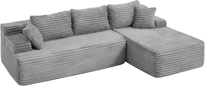 Hobestluk Modular Sectional Couch Sofa, 108" Boneless Couches for Living Room, Memory Foam Sectional Couch with Oversized Chaise,L-Shape Couches (Grey, Right Facing)