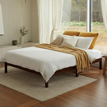 LIFEMENT Classic Wood Platform Bed Frame, Essential, Noise Free, Under Bed Storage, No Box Spring Needed, Easy Assembly (Walnut, Full)