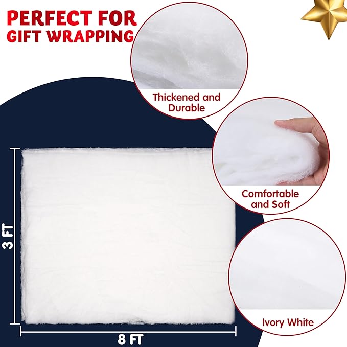 JOYIN Christmas Snow Blanket Roll (3x8 Ft,2 Pcs) for Christmas Decoration, Village Displays, Under The Xmas Tree, Thick White Soft and Fake Snow Cover for Holiday Decor and Winter Displays