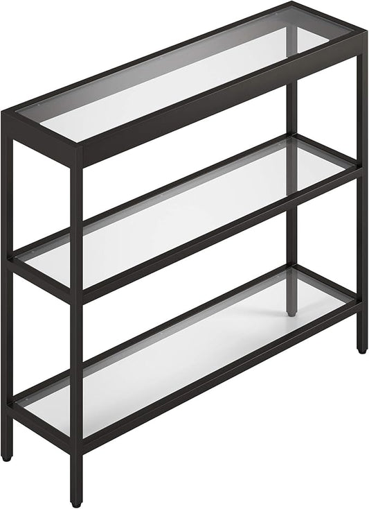 Henn&Hart 36" Wide Rectangular Console Table in Blackened Bronze, Entryway Table, Accent Table for Living Room, Hallway