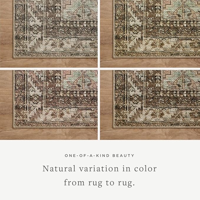 Loloi Amber Lewis Billie Collection, Clay & Sage 5'-0" x 7'-6" Area Rug – Antique & Distressed Accent Rugs for Living Room, Bedroom, Entryway & Hallway, No Shed High Traffic Area Home Decor Rug