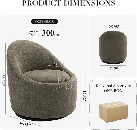 360° Swivel Accent Chair Set of 2, Mid-Century Modern Chair with Hidden Storge, Small Swivel Chair with Arms for Living Room/Office - Green