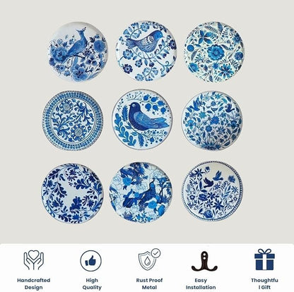 RITUALISTIC Holland Wall Sculpture for Home decorationWall painting for living roomMetal Wall DécorGift items for unisexWall artWall showpieceHome Décor Gift ItemsSet of 9 plates Blue | Christmas gifts