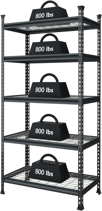 WORKPRO 5-Tier Metal Garage Shelving Unit, 36”W x 18”D x 72”H Storage Shelves, Adjustable Storage Rack Heavy Duty Shelf, 4000 lbs Load Capacity (Total), for Garage, Kitchen, Bathroom, Warehouse