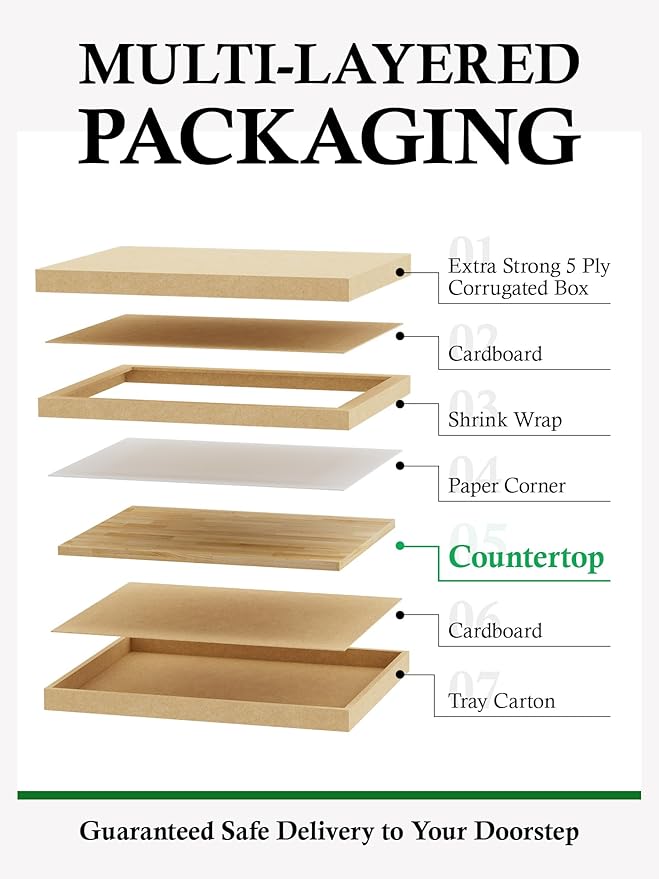 Butcher Block Countertop Birch Solid Wood - 36" x 25" Table Top Butcher Block Cutting Board for Kitchen Island Cart Living Dining Office Desk Workbench Washer Dryer Countertop Unfinished 1.5" Th