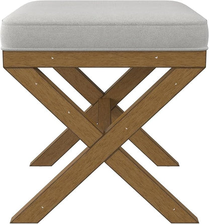 Hillsdale Somerset Backless Wood Vanity Stool for Makeup Room or Bathroom, Dark Driftwood