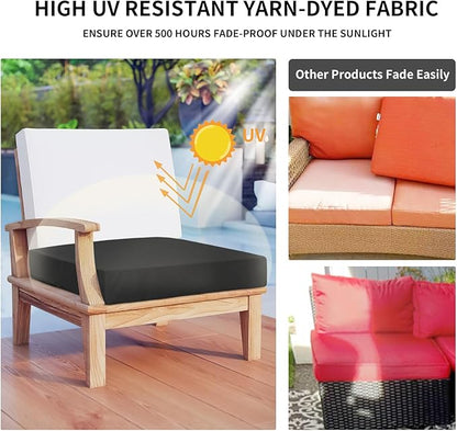 Easy-Going Waterproof Patio Cushion Covers ONLY Cover 22x20x4 inch 4 Pack Replacement Non-Slip Outdoor Seat Cushion Slipcover with Zipper. Black