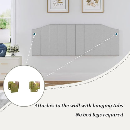 King Size Headboard Only, Linen Upholstered Headboard King/California King Size Wall Mount and Bed Frame Mount, Featuring High-Density Sponge Padding Easy Assembly Comfort Style-Linen Gray