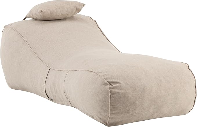 Christopher Knight Home Morton Bean Bag Chair, Fabric Lounger for Adults and Kids, Comfy Reading Chair, Lounge Sofa with Headrest, Indoor/Outdoor Spaces Memory Foam Bean Bag, Dark Beige